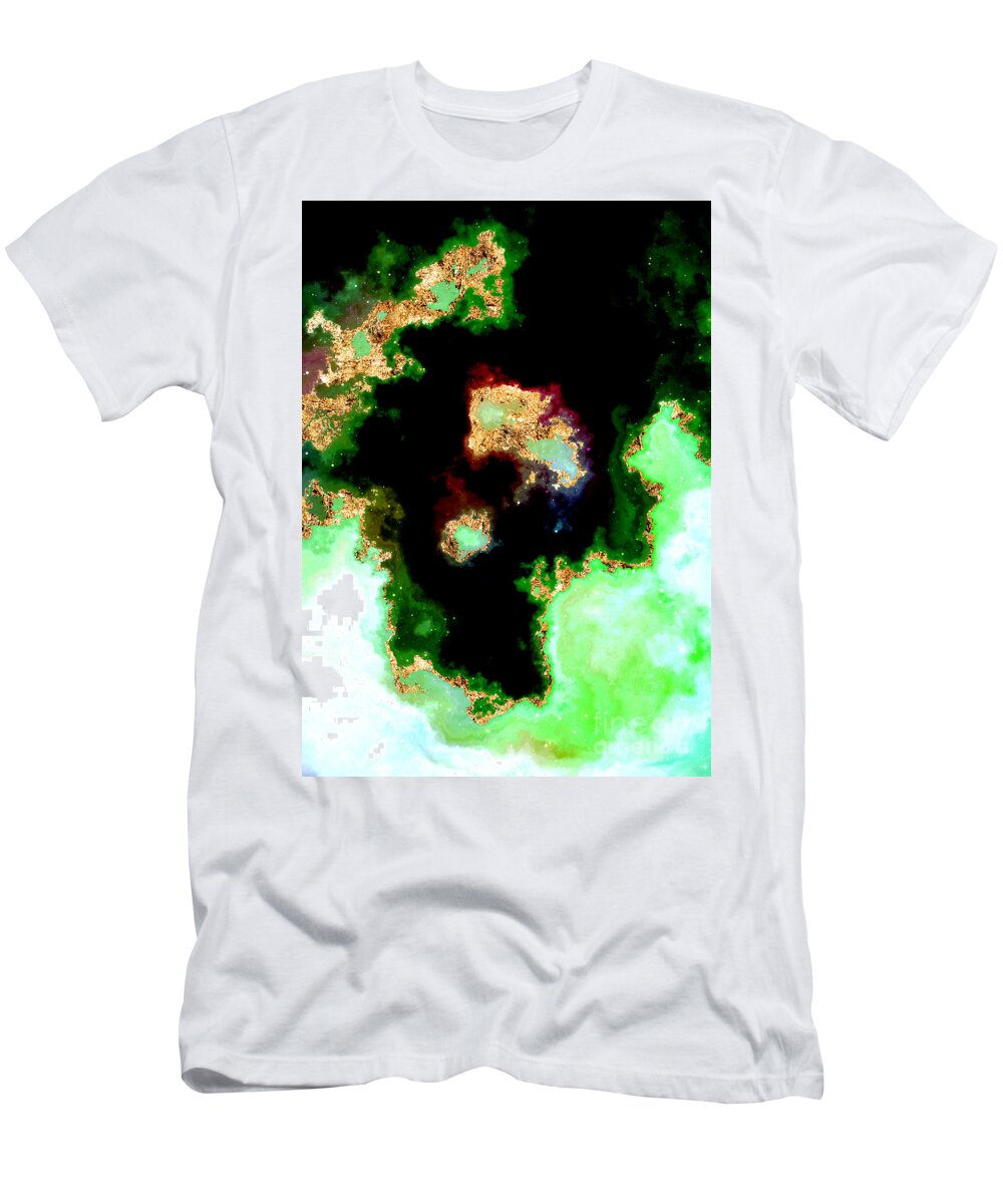 Holyrockarts T-Shirt featuring the mixed media 100 Starry Nebulas in Space Abstract Digital Painting 113 by Holy Rock Design