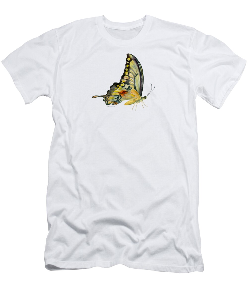Swallowtail Butterfly T-Shirt featuring the painting 104 Perched Swallowtail Butterfly by Amy Kirkpatrick