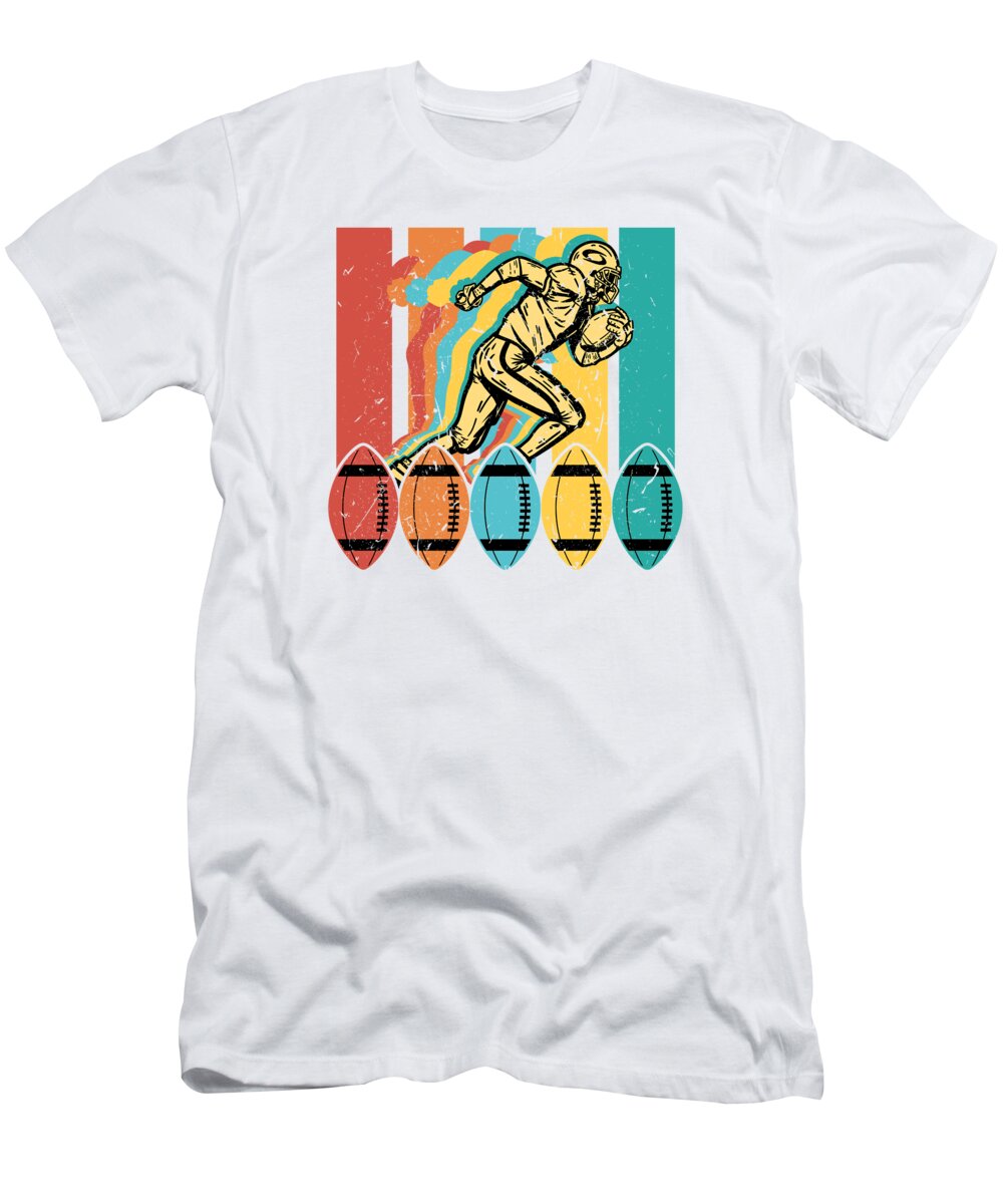 Football T-Shirt featuring the digital art Retro Vintage American Football Sports Football Player #11 by Toms Tee Store