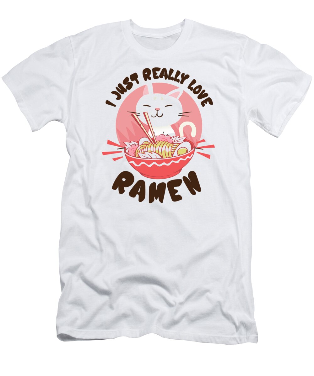 Ramen T-Shirt featuring the digital art Ramen Cats Cat Noodles Soup Lover Japan Chef Noods #13 by Toms Tee Store