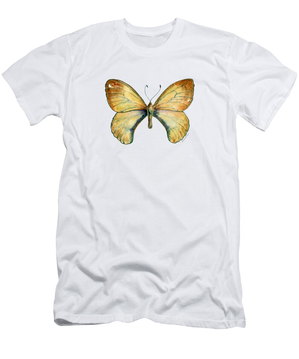 Clouded T-Shirt featuring the painting 15 Clouded Apollo Butterfly by Amy Kirkpatrick