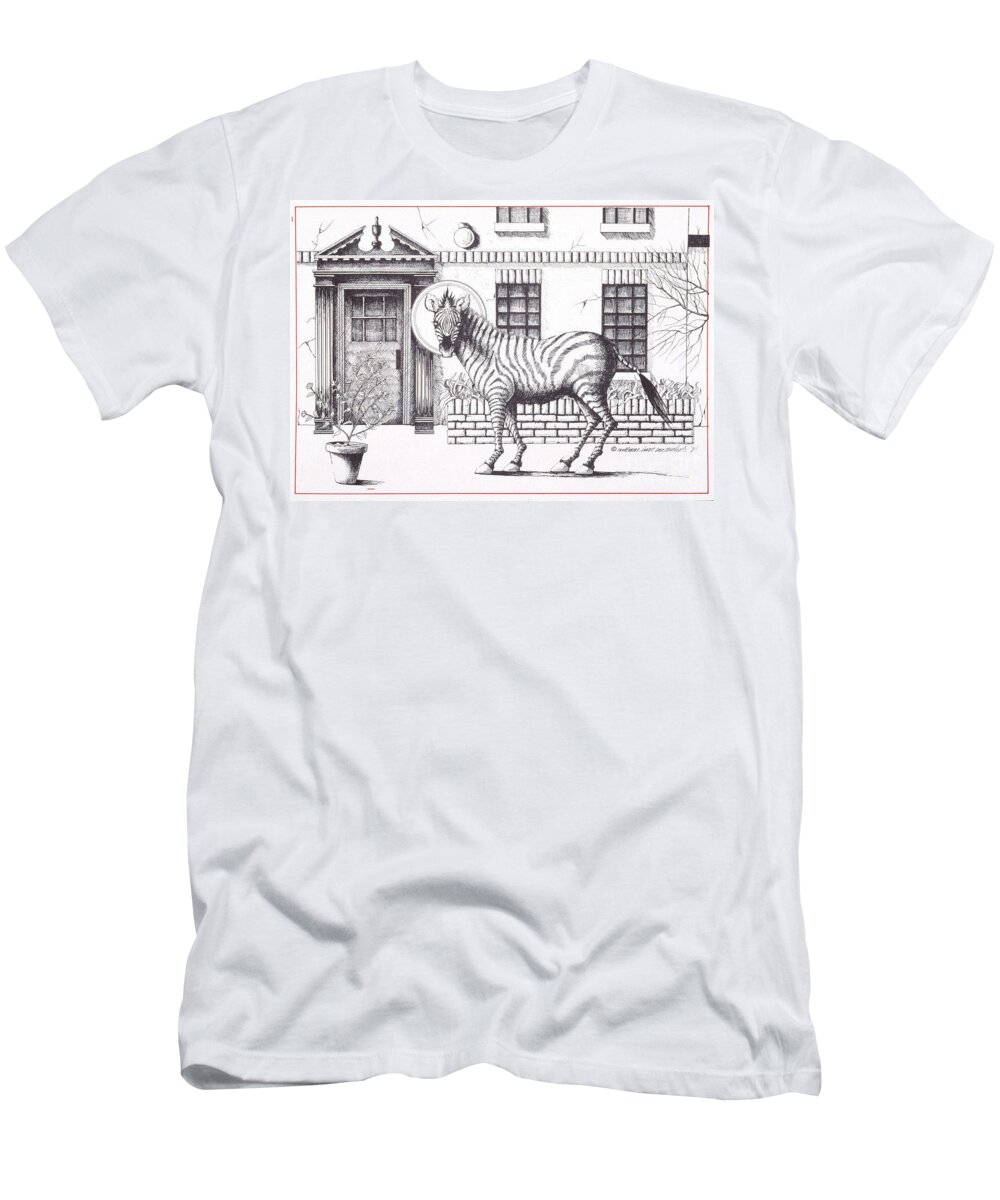 Drawing T-Shirt featuring the drawing 16th Street Zebra NYC by William Hart McNichols