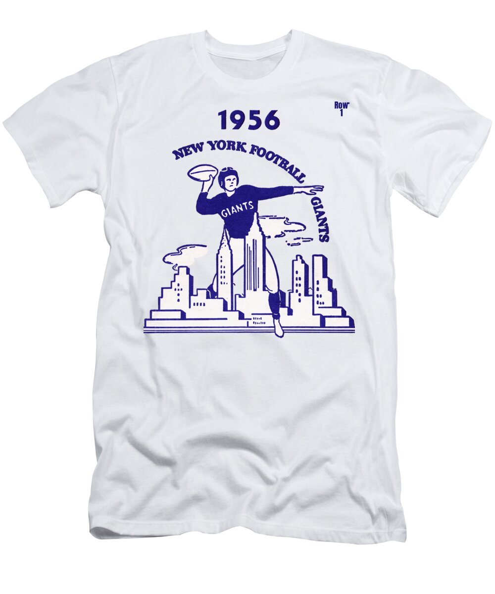 New York City T-Shirt featuring the mixed media 1956 New York Giants Football Art by Row One Brand