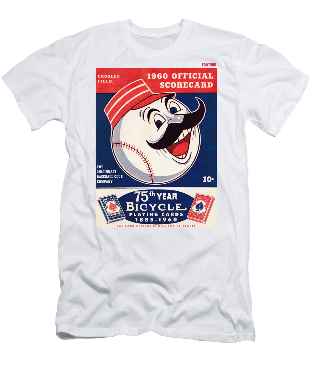 1960 Cincinnati Reds Scorecard Art T-Shirt by Row One Brand - Fine