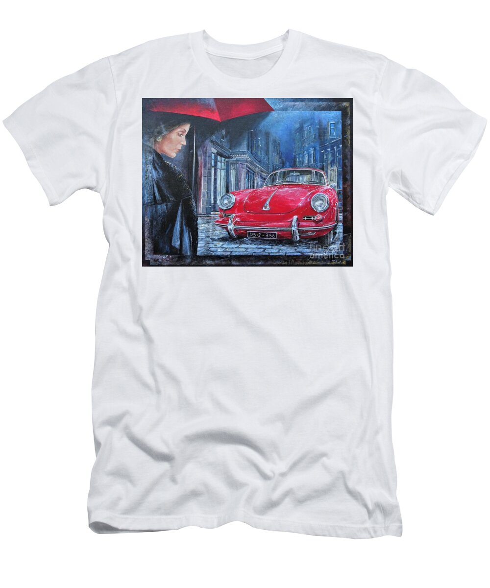 Porsche 356 T-Shirt featuring the painting 1964 Porsche 356 coupe by Sinisa Saratlic