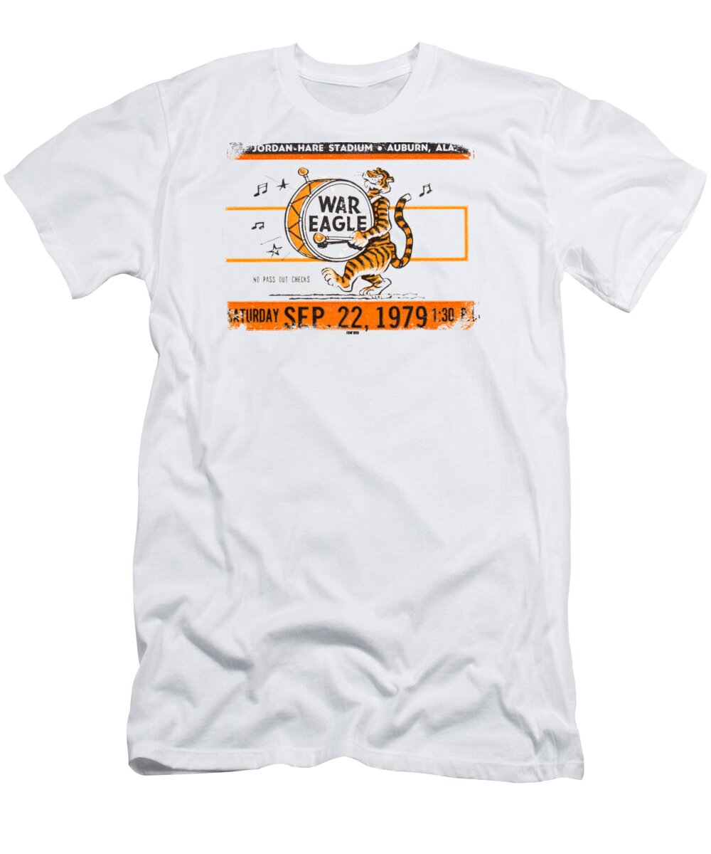 Auburn T-Shirt featuring the mixed media 1979 Auburn Tiger Football Ticket Art by Row One Brand