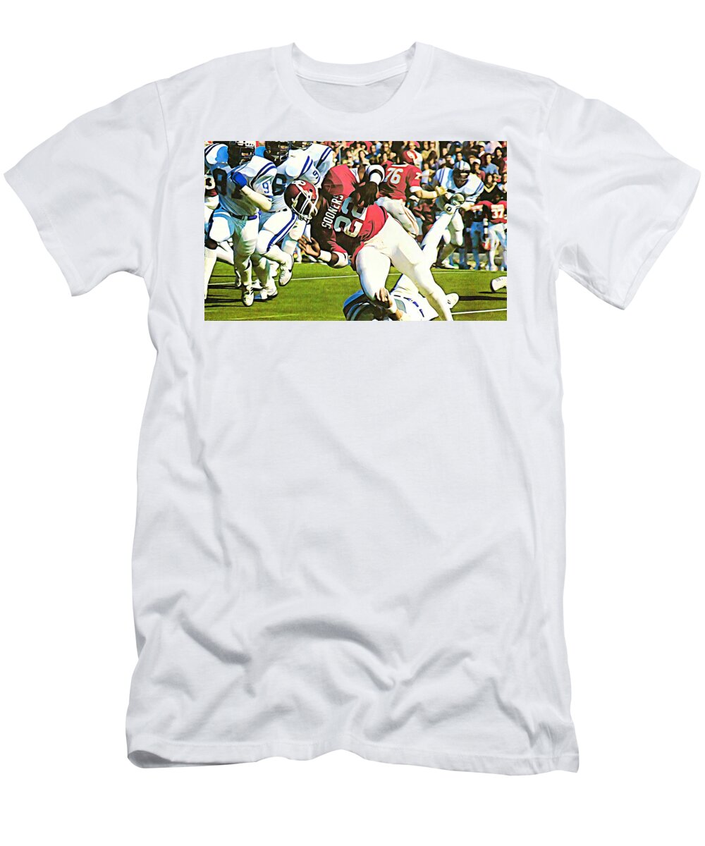  T-Shirt featuring the mixed media 1982 Marcus Dupree Art by Row One Brand