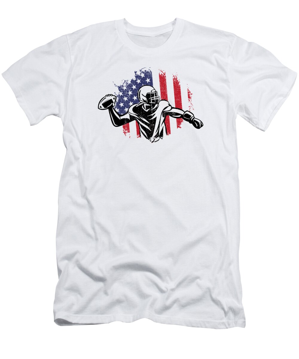 Football T-Shirt featuring the digital art American Football Flag Patriotic Sports Football Player #2 by Toms Tee Store