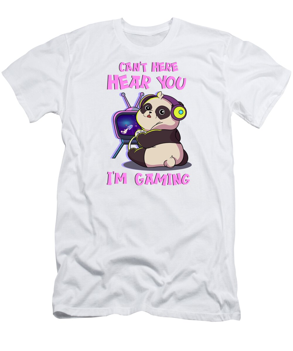 Panda Bear T-Shirt featuring the digital art Cute Panda Bear Level Gaming Gamer #2 by Toms Tee Store