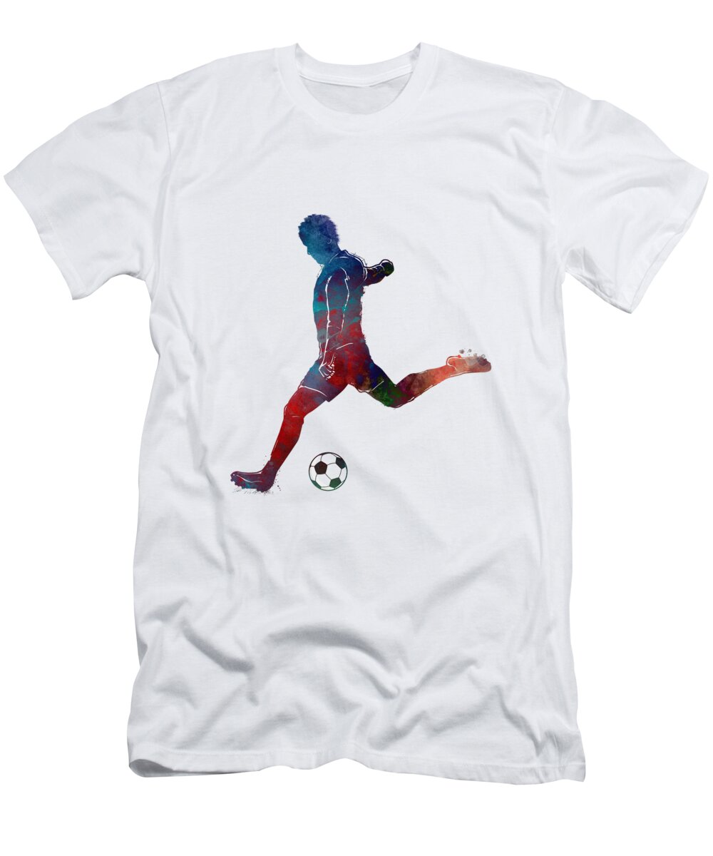 Football T-Shirt featuring the digital art Football player sport art #football #soccer #2 by Justyna Jaszke JBJart