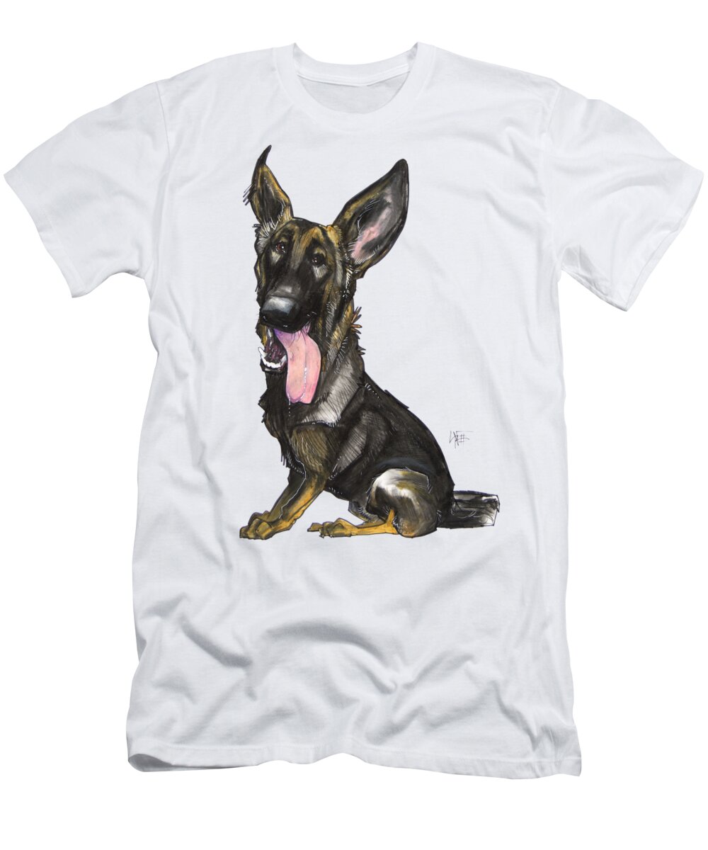 Dog T-Shirt featuring the drawing German Shepherd by Canine Caricatures By John LaFree
