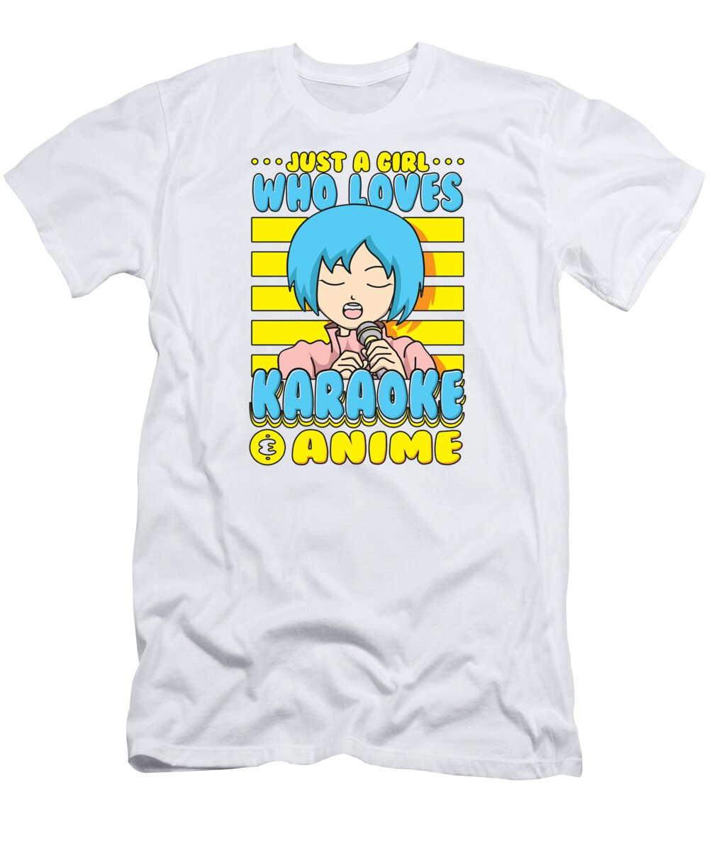 Karaoke T-Shirt featuring the digital art Just A Girl Karaoke Anime Vocalist Singing Singer Song #2 by Toms Tee Store