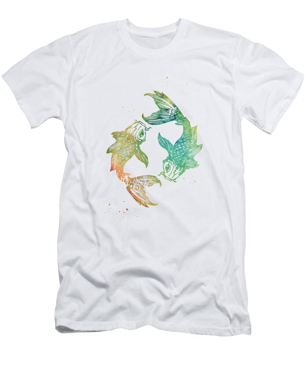 Koi Fish T-Shirt featuring the digital art Koi Fish #2 by Erzebet S