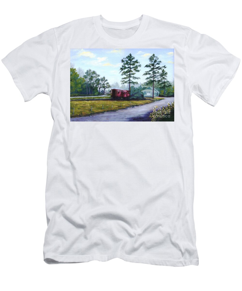 Landscape T-Shirt featuring the painting Langley Library by Jerry Walker