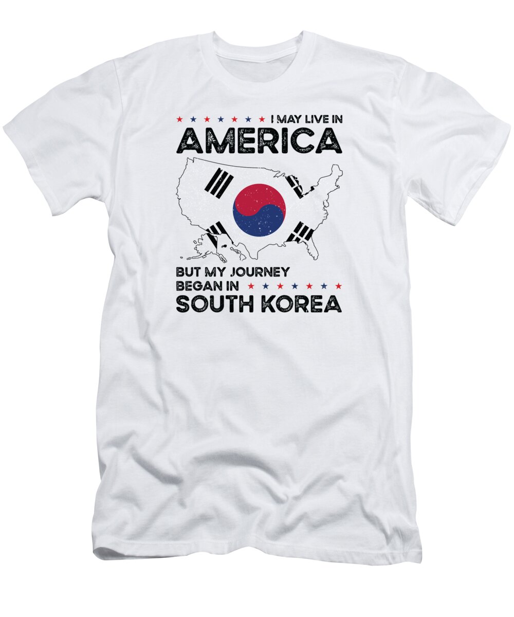 South Korean T-Shirt featuring the digital art South Korean American Patriot USA Grown South Korea US Flag #2 by Toms Tee Store