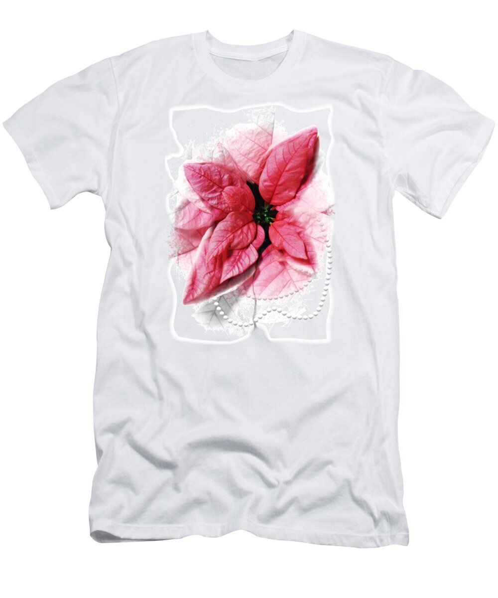 2020 T-Shirt featuring the digital art 2020 Pink Poinsettia Color of the Year Gift Idea by Delynn Addams