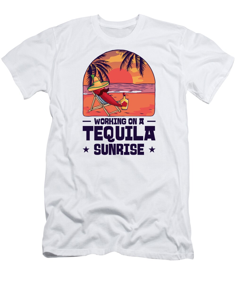 Bartender T-Shirt featuring the digital art Bartender Mixing Tequila Sunrise Drinking #3 by Toms Tee Store