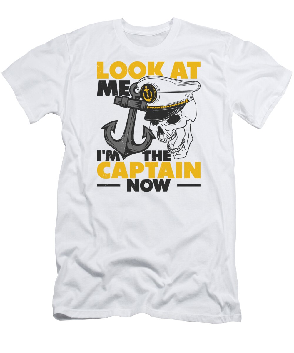 Captain T-Shirt featuring the digital art Captain Boat Lovers Fishermen Sailing Boating #3 by Toms Tee Store