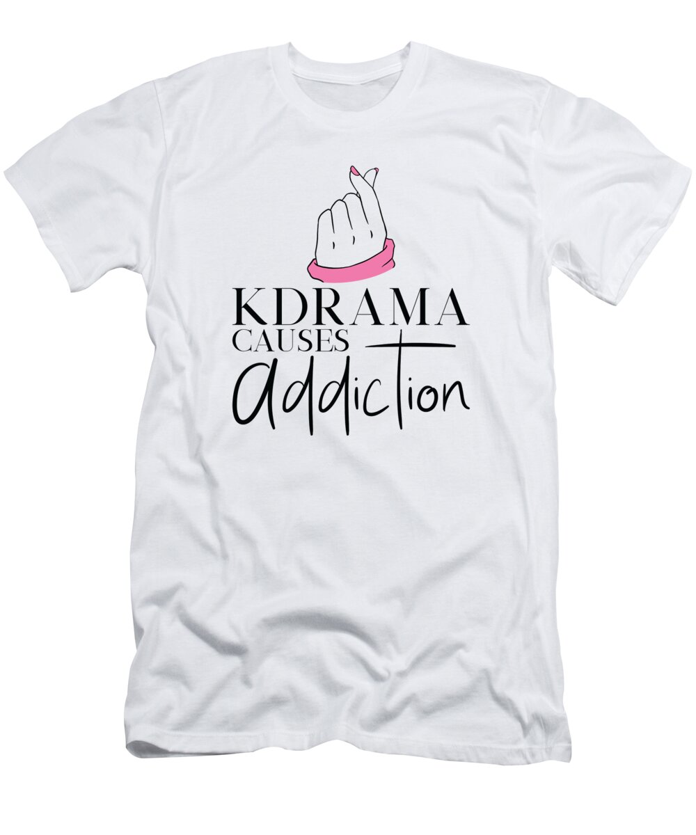 Kdrama T-Shirt featuring the digital art Kdrama Addiction Binge Watching Korean Drama #3 by Toms Tee Store
