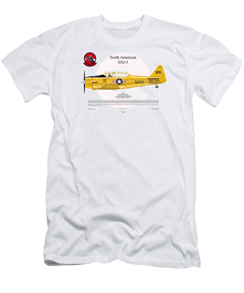 North American T-Shirt featuring the digital art North American SNJ-5 #4 by Arthur Eggers