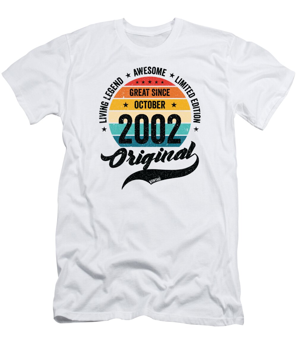 20th Bday T-Shirt featuring the digital art Retro 20 Years October 2002 Birthday Vintage Bday Classic #3 by Toms Tee Store