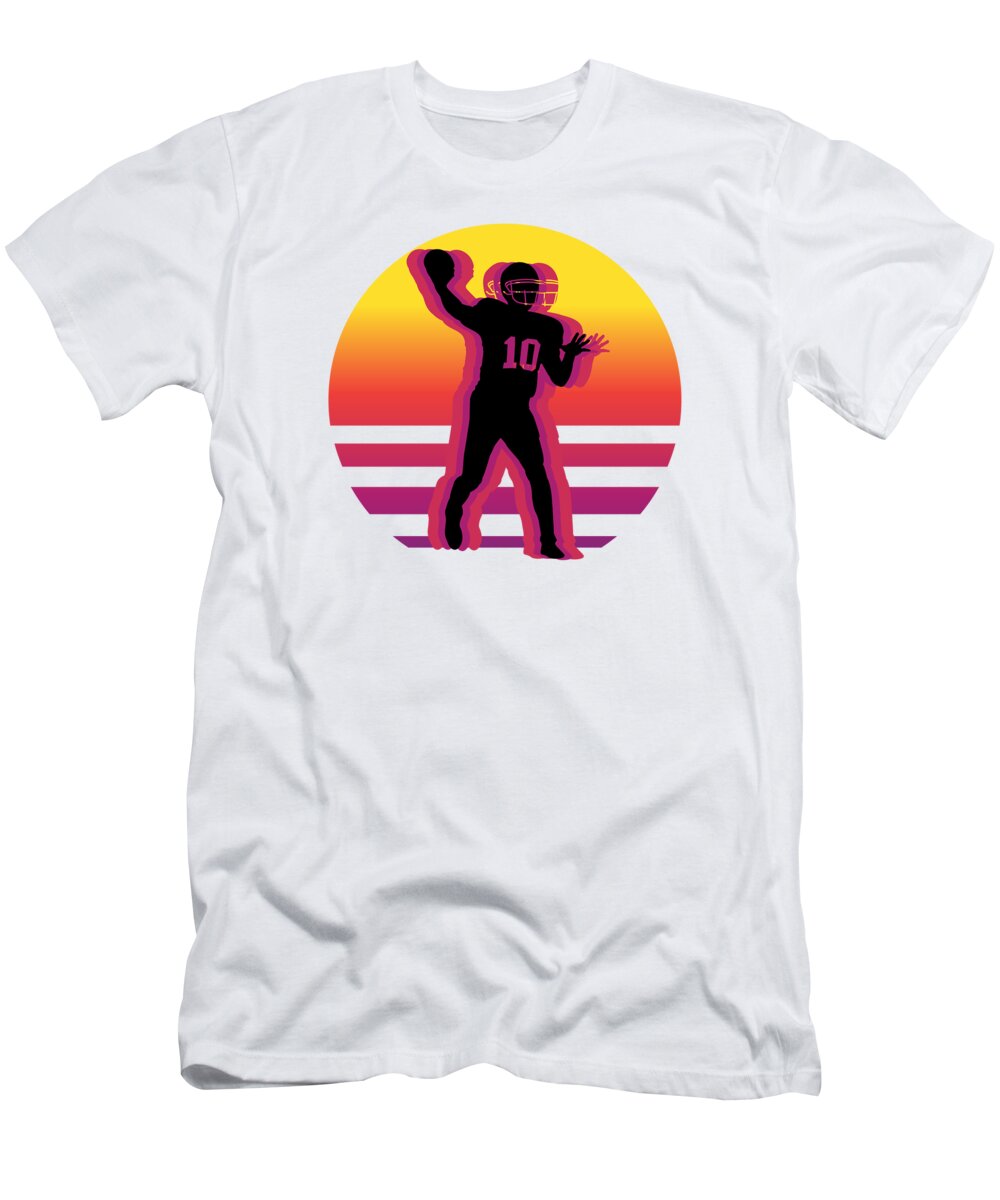 Football T-Shirt featuring the digital art Retro Vintage American Football Sports Football Player #3 by Toms Tee Store