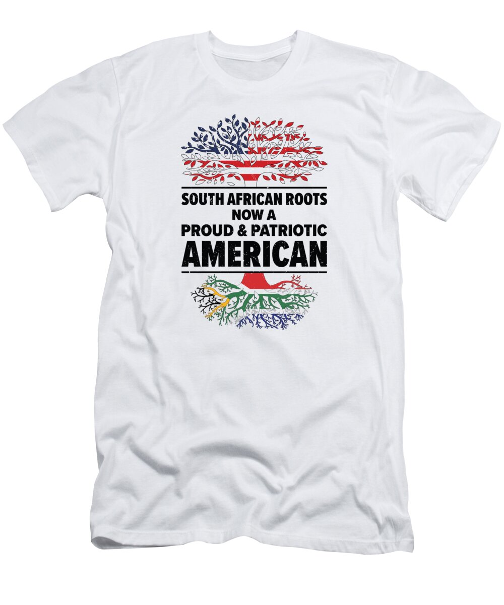 South African T-Shirt featuring the digital art South African American Patriot USA Grown South Africa US Flag #3 by Toms Tee Store