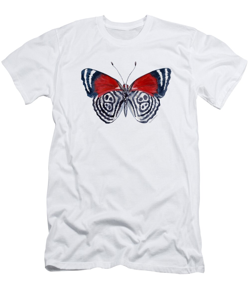 Diathria T-Shirt featuring the painting 37 Diathria Clymena Butterfly by Amy Kirkpatrick