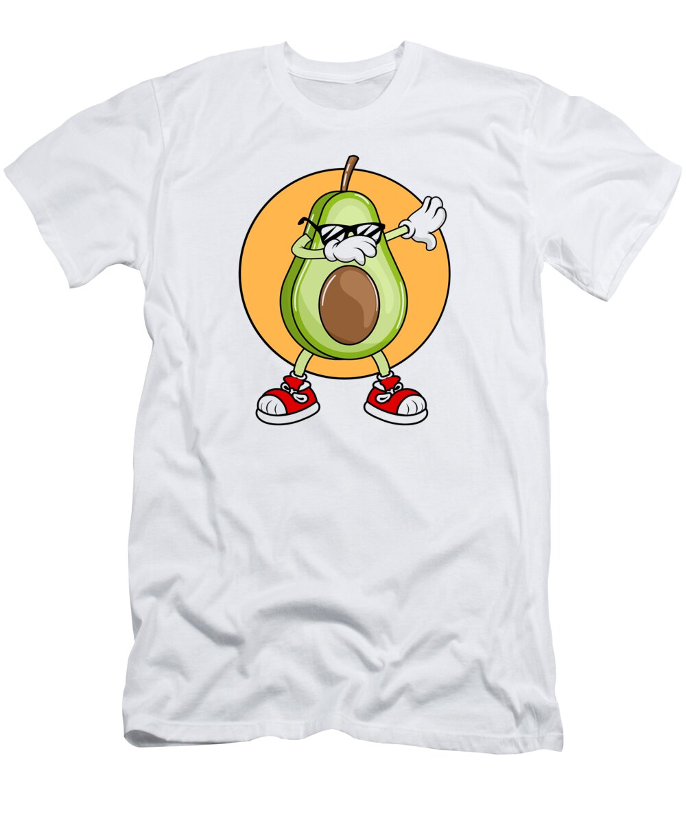 Avocado T-Shirt featuring the digital art Avocado Punk Dabbing Cool with Sunglasses Fruit Lover #4 by Toms Tee Store