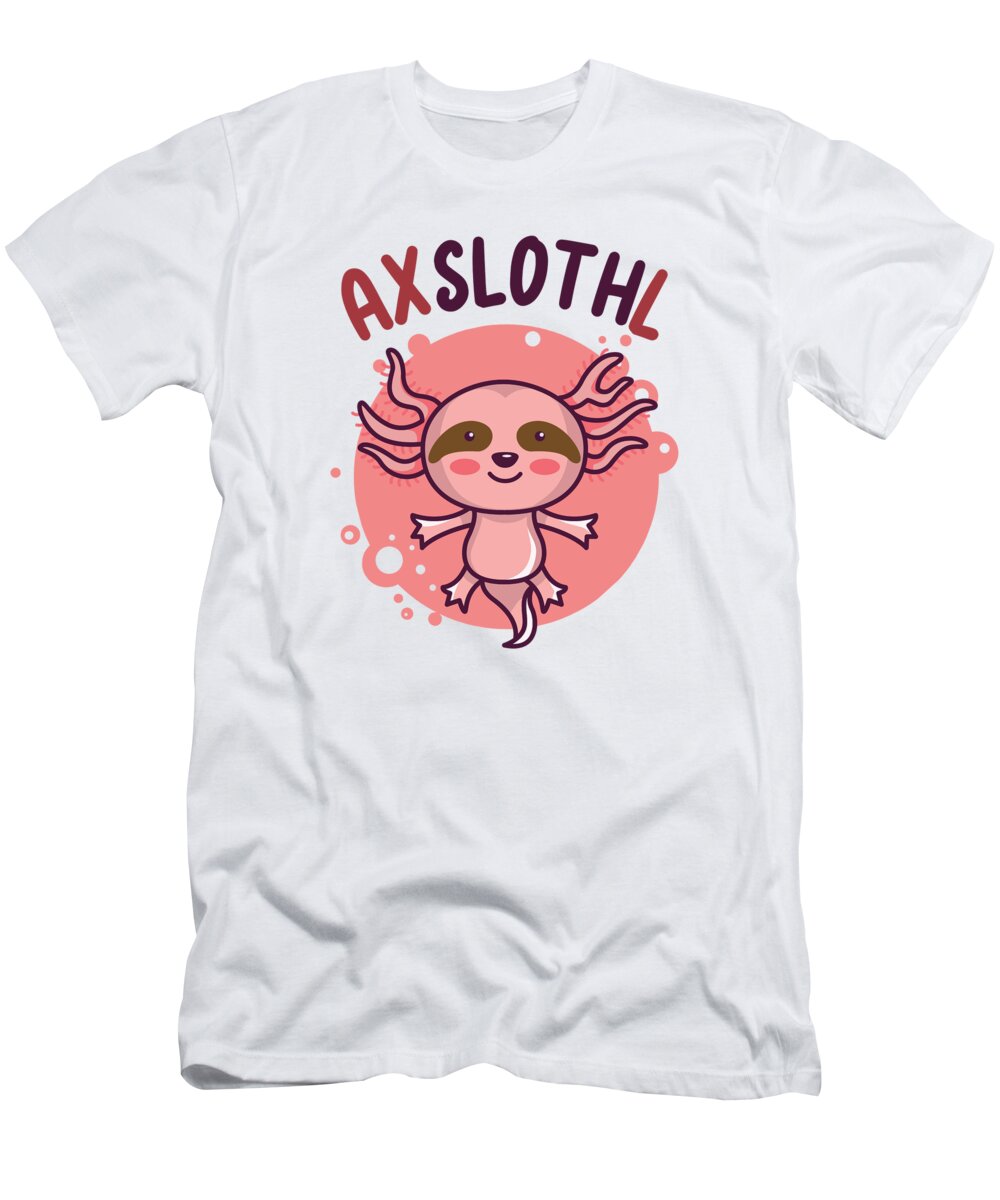 Axolotl Owner T-Shirt featuring the digital art Axslothl Sloth Axolotl #4 by Toms Tee Store