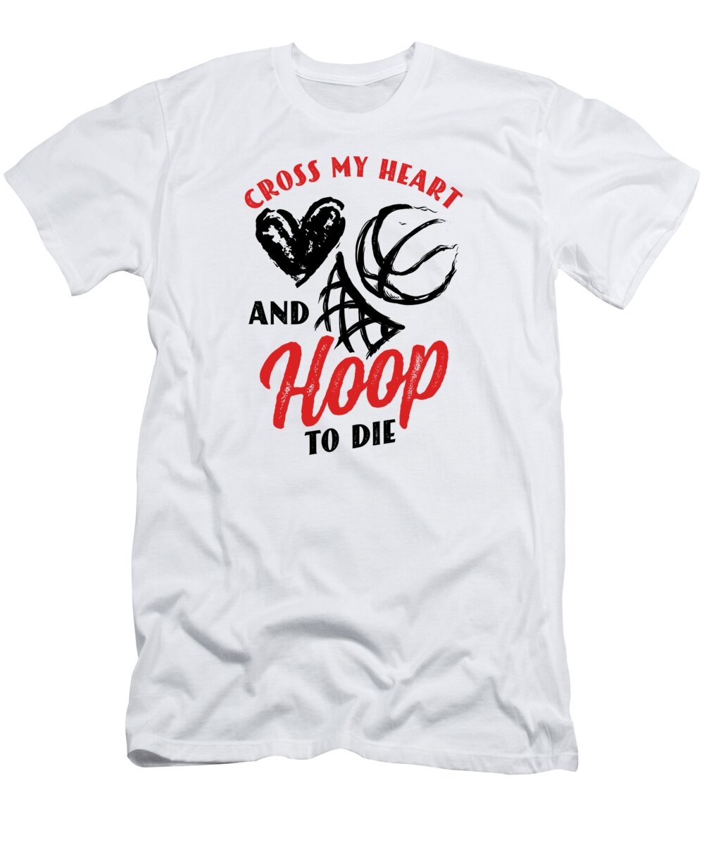 Basketball T-Shirt featuring the digital art Basketball Player Team Coach Heartbeat Hoops Pun #4 by Toms Tee Store