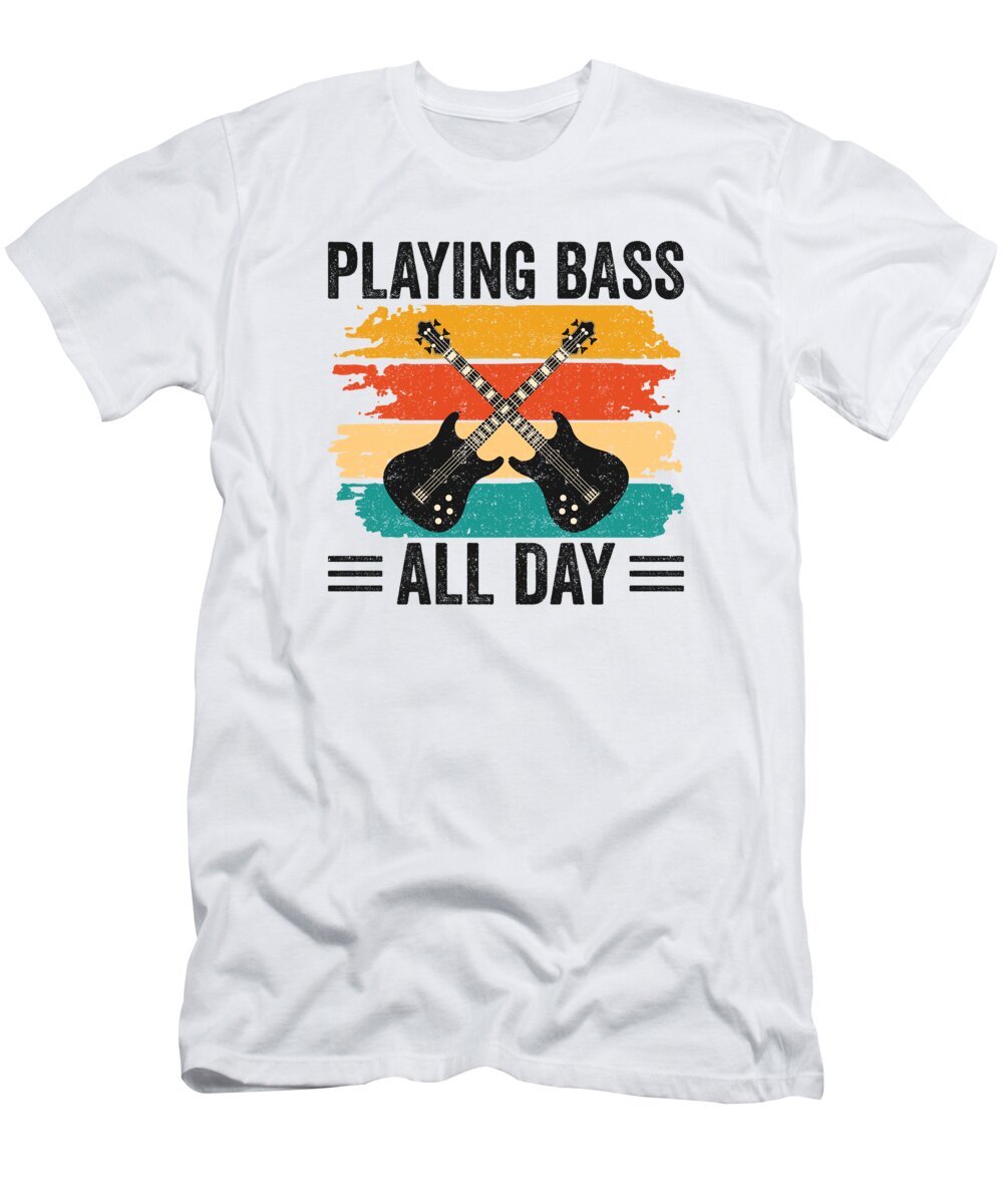 Bass Player T-Shirt featuring the digital art Bass Player Playing Bass Guitar Musician Bassist #4 by Toms Tee Store