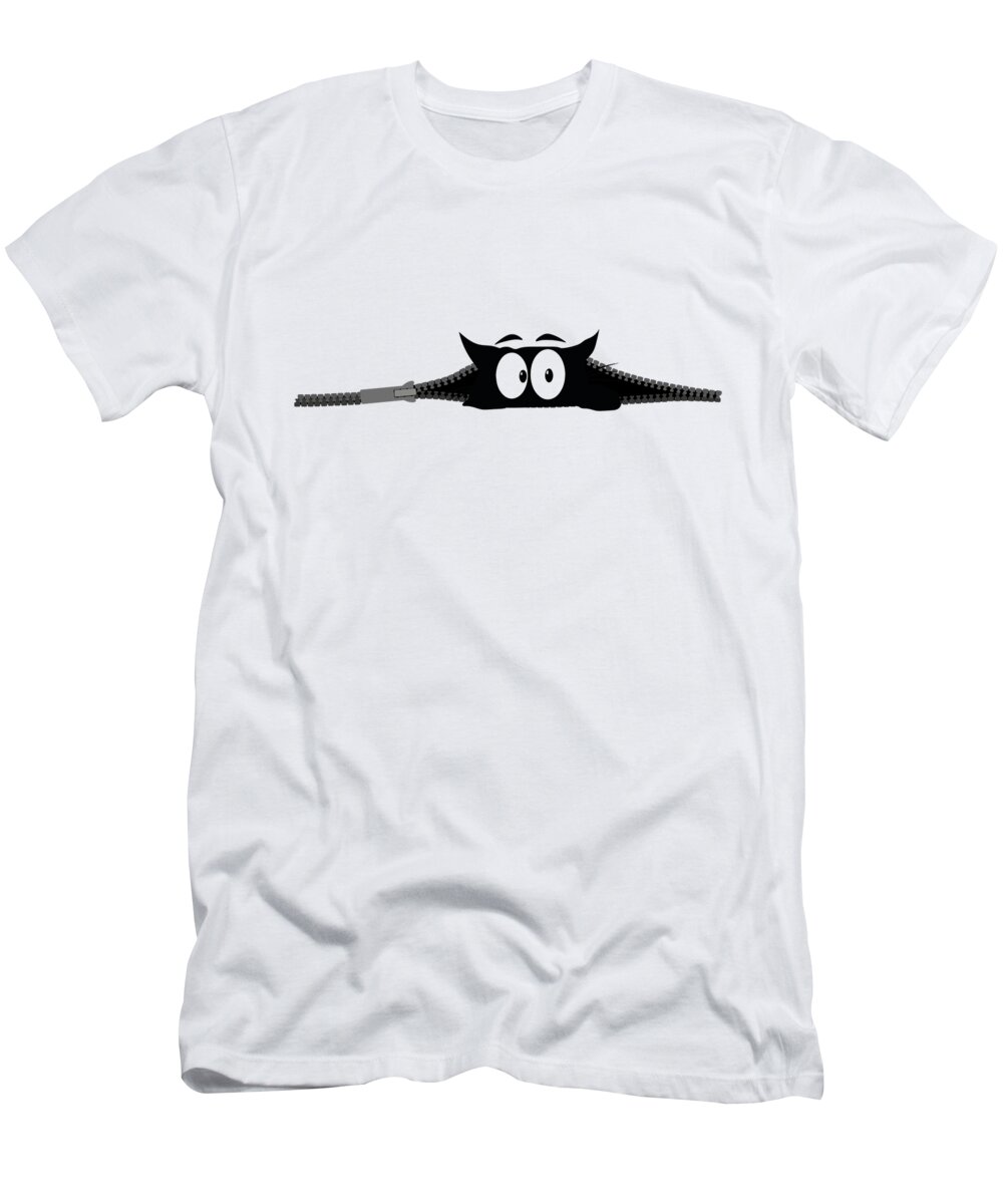 Love T-Shirt featuring the digital art Cool Cat with big cat eyes in Zip T Shirt gift #4 by Toms Tee Store