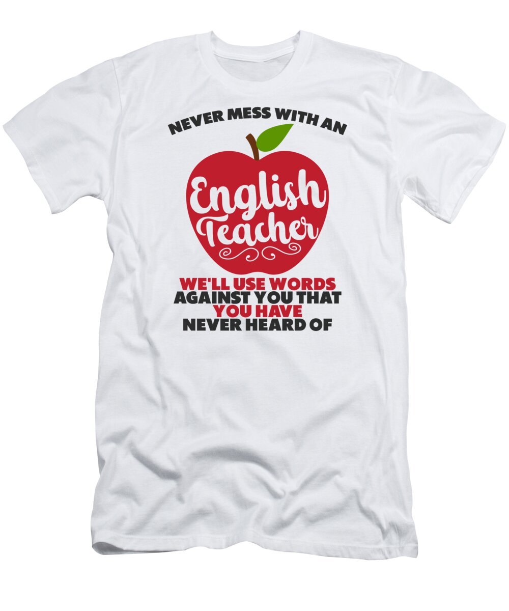 English Teacher T-Shirt featuring the digital art English Teacher Reading Books Vocabulary Grammar #4 by Toms Tee Store