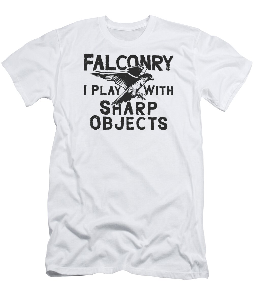 Falconer T-Shirt featuring the digital art Falconer Hobby Hawking Hunting Sport Wildlife #4 by Toms Tee Store