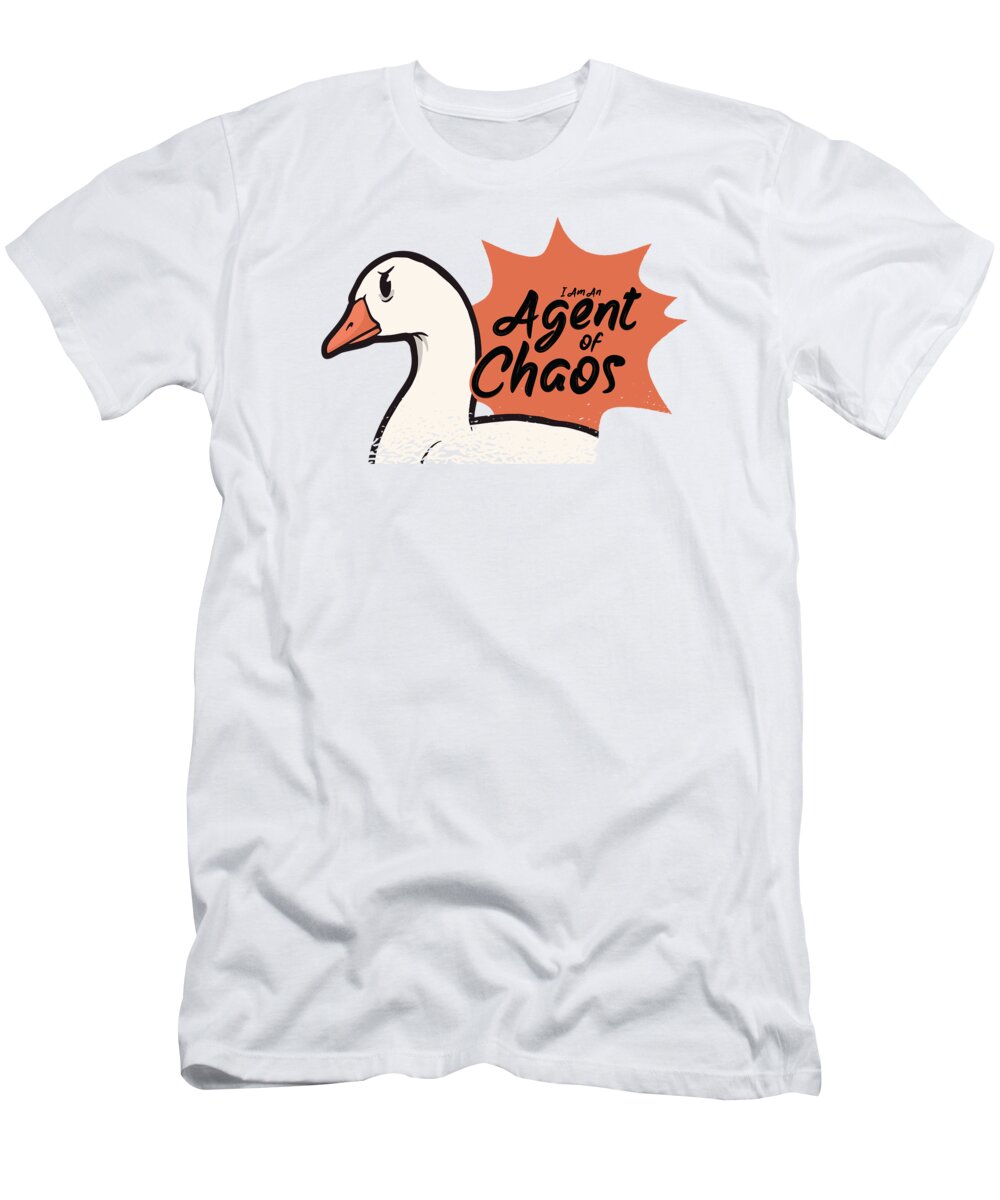 Goose T-Shirt featuring the digital art Goose Chaos Agent Farm Animal Goose Fan #4 by Toms Tee Store