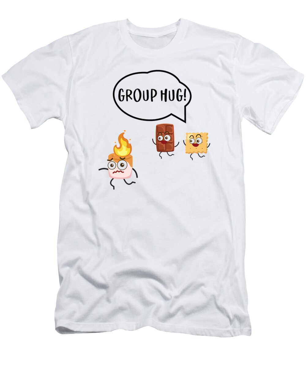 Camping T-Shirt featuring the digital art Group Hug Camping Camper Campfire Smore Marshmallows #4 by Toms Tee Store