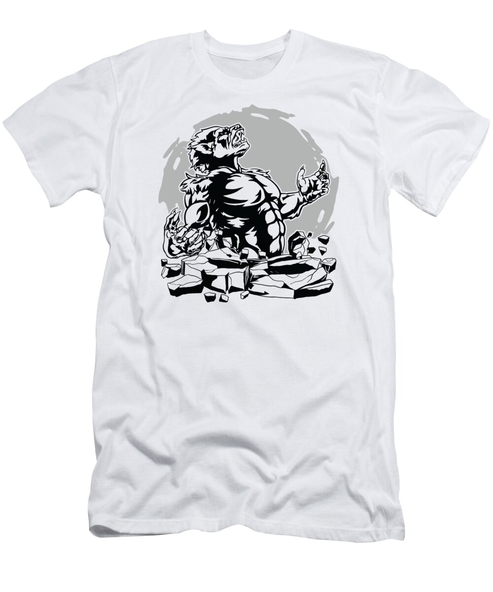 Halloween T-Shirt featuring the digital art Halloween Monster Line Art Werewolf Horror Monster Fan #4 by Toms Tee Store