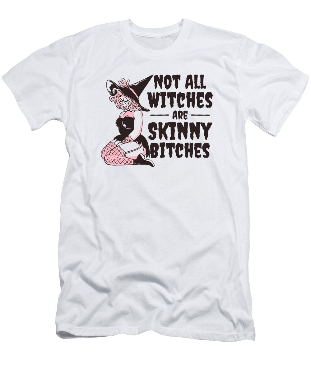 Halloween T-Shirt featuring the digital art Halloween Witchy Drawings Witch Fan Line Art Witchcraft #4 by Toms Tee Store