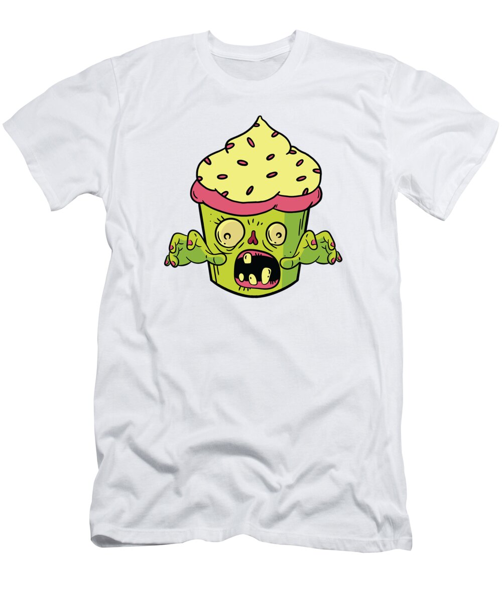 Halloween T-Shirt featuring the digital art Halloween Zombie Cupcake Monster Foodie Deserts #4 by Toms Tee Store