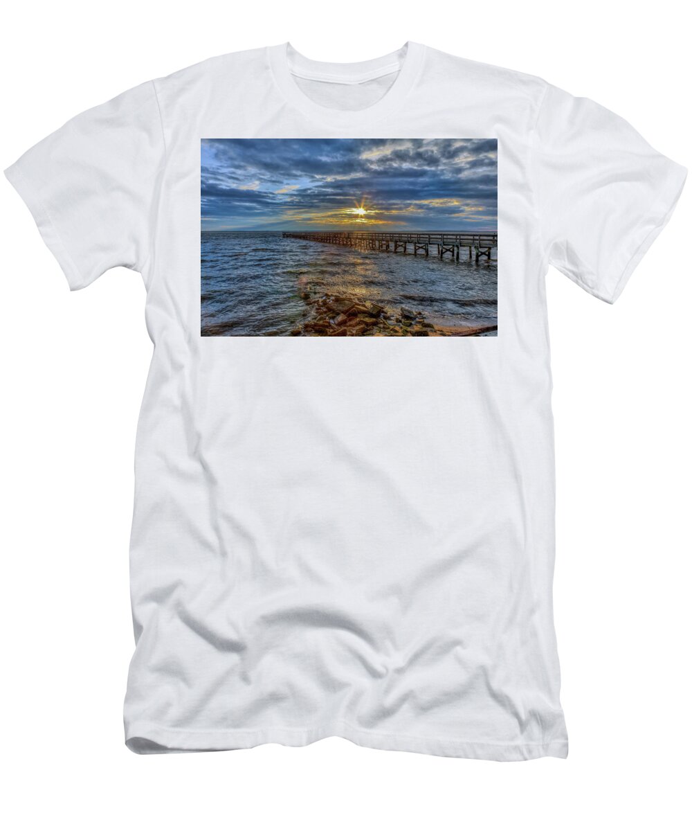 Hilton T-Shirt featuring the photograph Hilton Pier #4 by Jerry Gammon