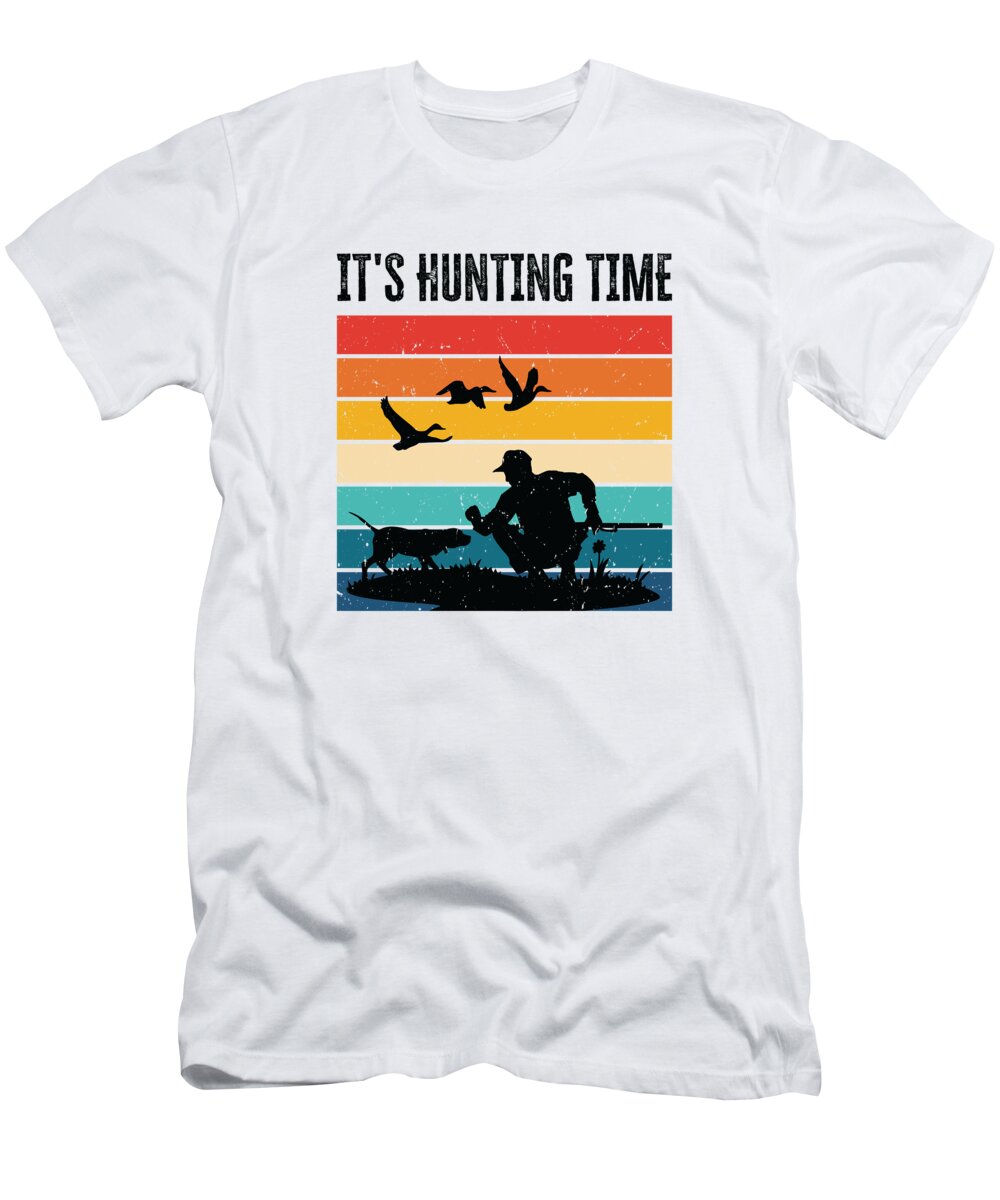 Hunting Time T-Shirt featuring the digital art Hunting Time Retro Nature Shooting Wild Animal Hunt #4 by Toms Tee Store