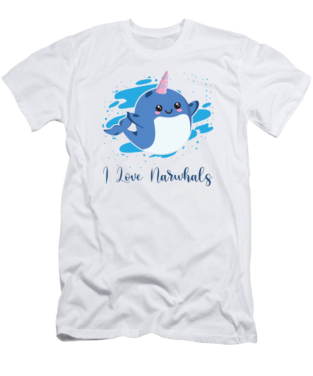 Narwhal T-Shirt featuring the digital art I Love Narwhals Unicorn Narwhal #4 by Toms Tee Store