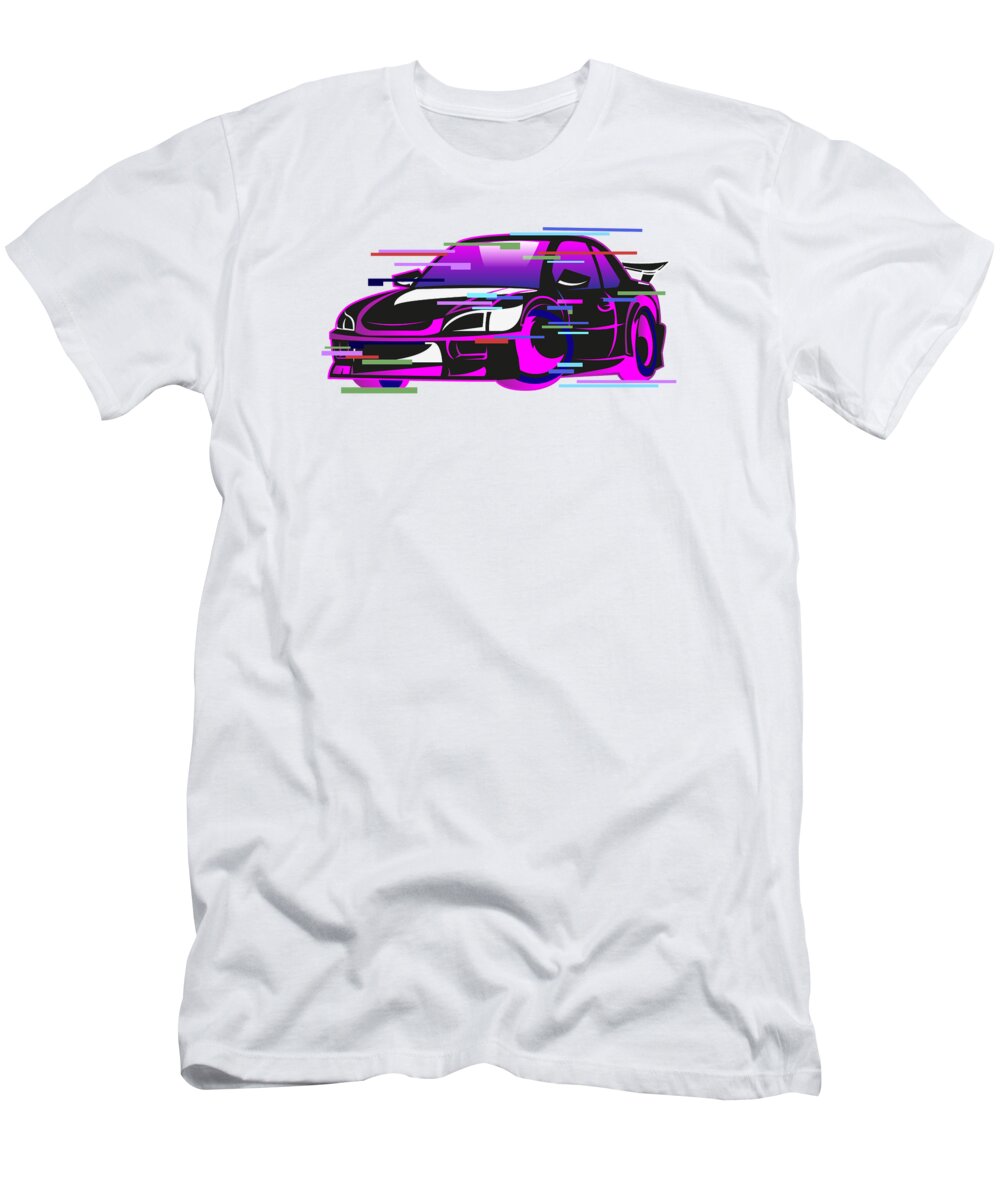 Jdm T-Shirt featuring the digital art JDM Tuning Car Racing Glitch Effect #4 by Toms Tee Store