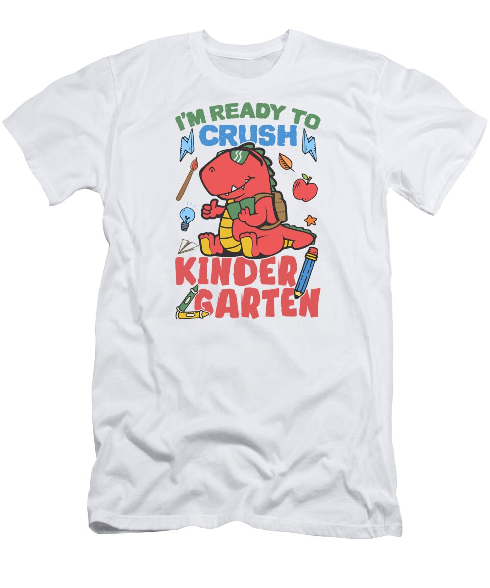 Kindergarten T-Shirt featuring the digital art Kindergarten Education Kids Dinosaur Lover T-Rex #4 by Toms Tee Store