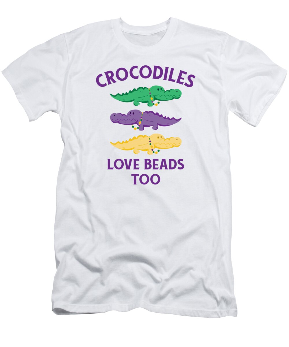 Fasching T-Shirt featuring the digital art Mardi Gras Carnival Crocodile Beads Wildlife Parade #4 by Toms Tee Store