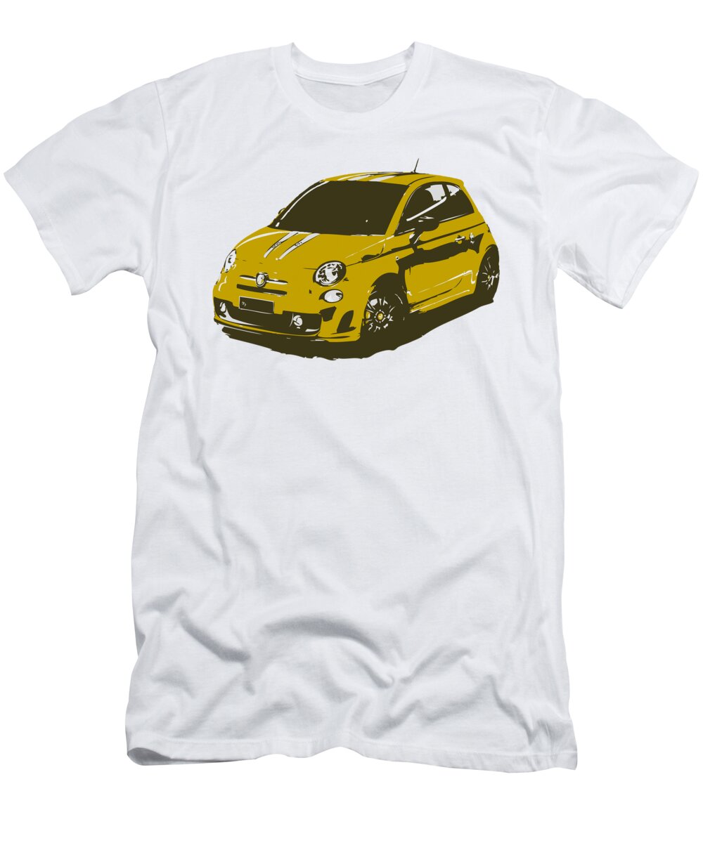 Retro T-Shirt featuring the digital art Orange Fiat 500 Abarth #4 by Thespeedart