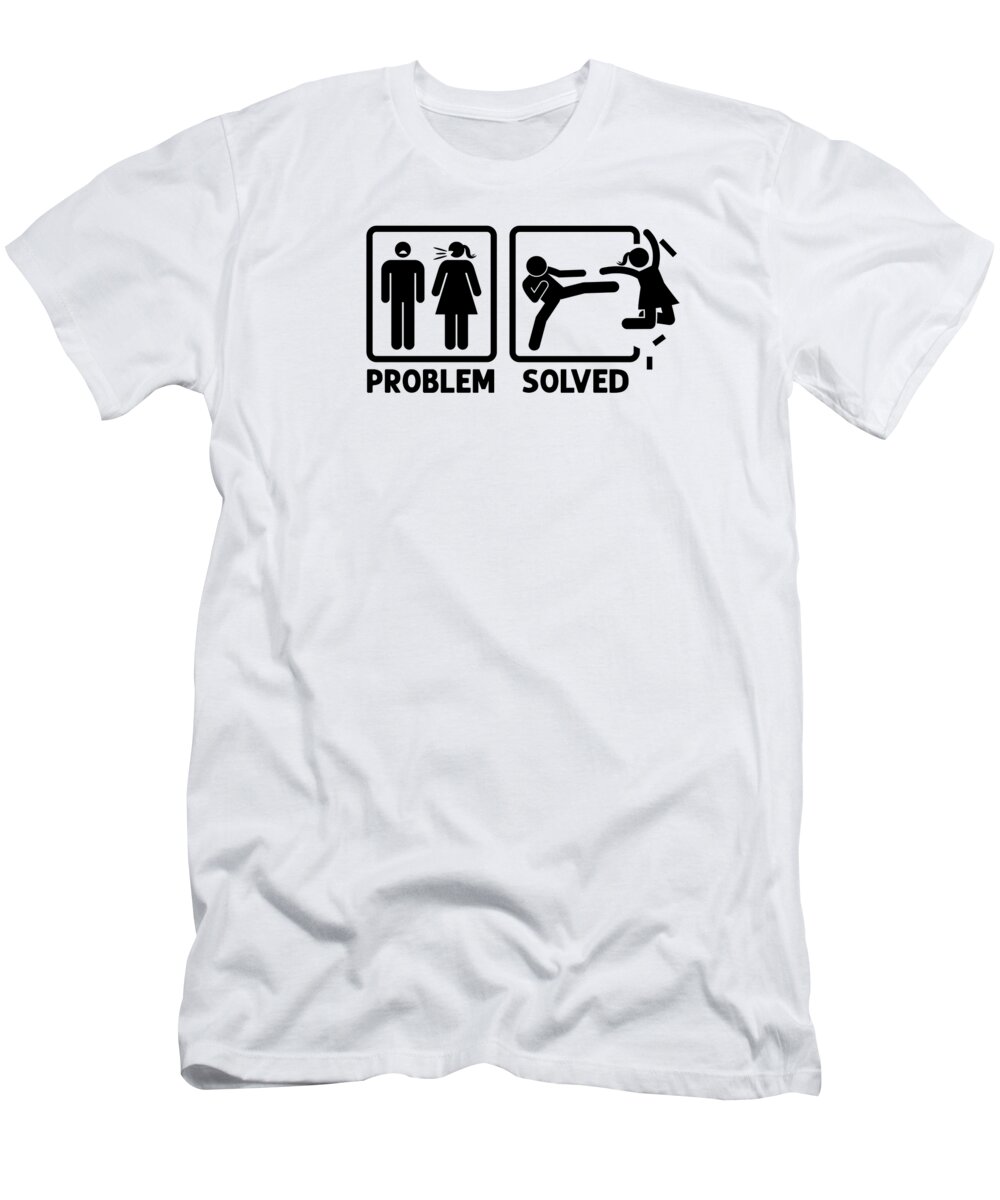 Problem T-Shirt featuring the digital art Problem Stick Figure Couple Relationship Lovers Sign #4 by Toms Tee Store