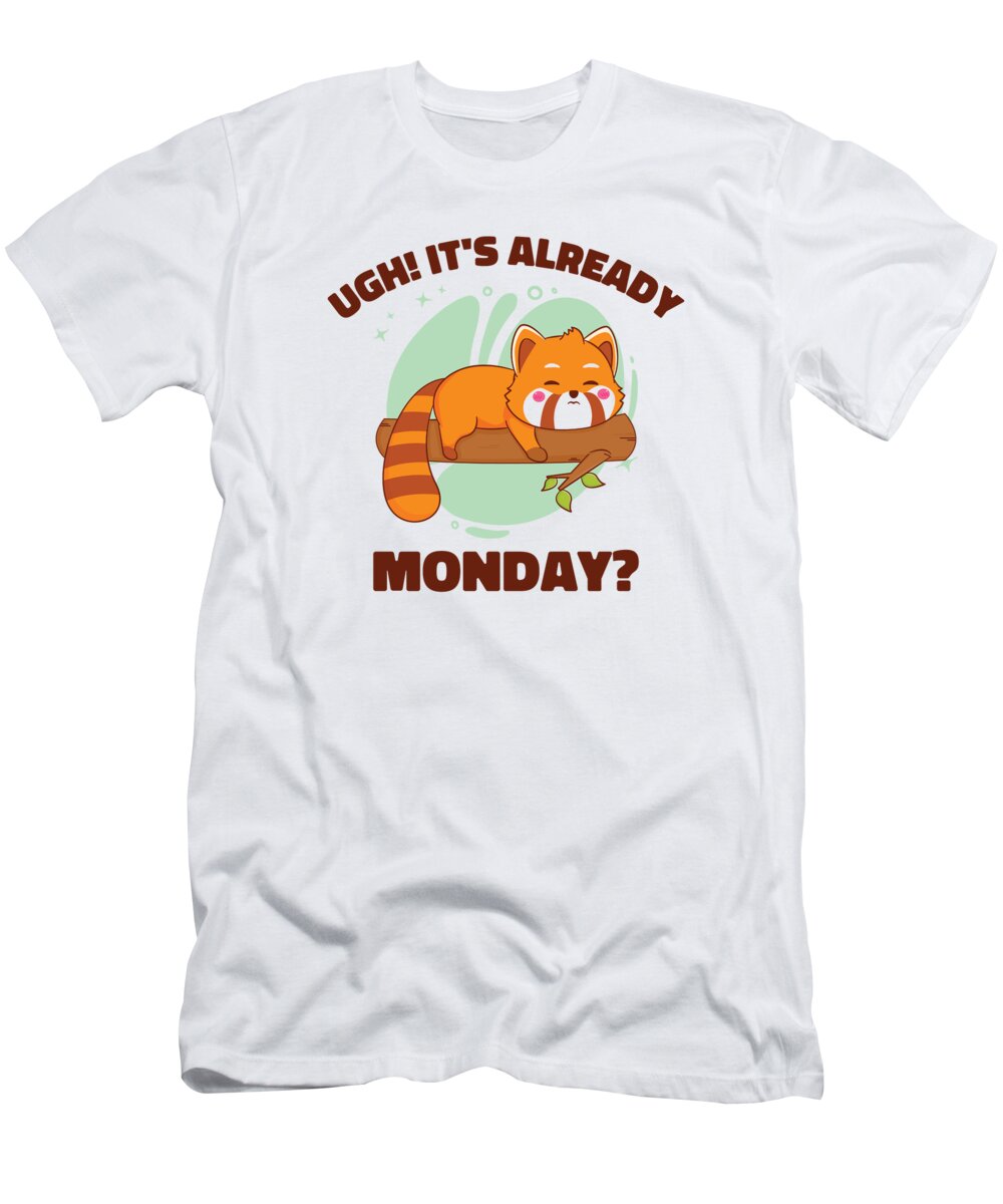 Red Panda T-Shirt featuring the digital art Red Panda Sleeping Cute Animal Lazy Monday #4 by Toms Tee Store