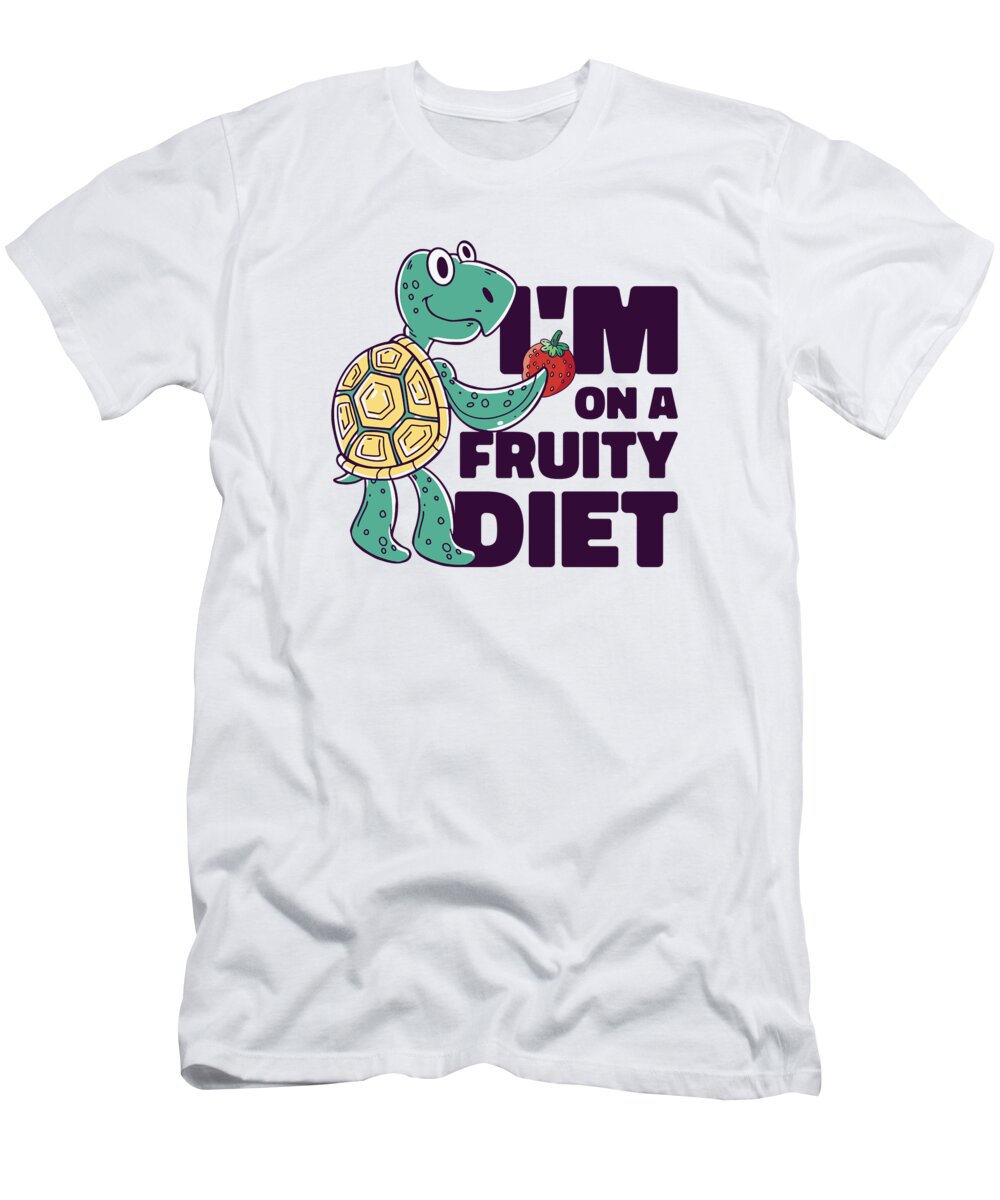 Turtle T-Shirt featuring the digital art Turtle Strawberry Fruit Diet Wildlife Pet Owner Pet Food #4 by Toms Tee Store